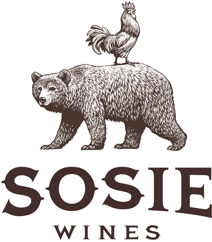 Sosie Wines Logo of California bear with a french rooster stacked on top